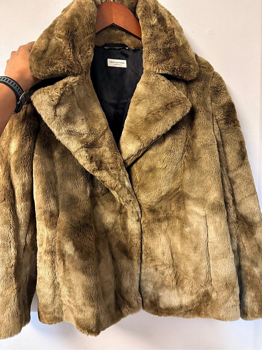 Dries Van Noten Faux Fur Jacket Brown Size Medium Like New